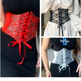 Resim 1pc Kadın Moda Jakarlı Dantel Bel Çemberi, Çevrilebilir Suni Deri Lastik Bel, Islak Bezle Temizlenebilir, Tüy Yok, Fantezi Temalı Aksesuar 