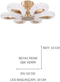 Resim Arel 6'lı Plafonyer Gold Led Avize Kristal Görünüm Beyaz Işık Enerji Tasarruflu Oturma Odası Yemek Odası 