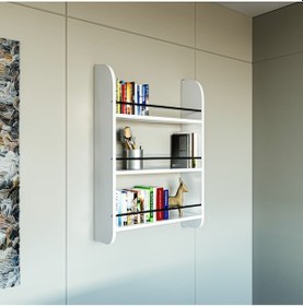Resim Alpa Ev Mobilya 3 Katlı Duvar Rafı, Çok Amaçlı Ahşap Kitaplık, Mutfak Banyo Montessori Ünitesi Beyaz 