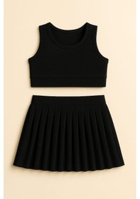 Resim My Kids Wear Kız Cocuk Sort Eteklı Mayo Takımı 4 -14 Yas 11901 Siyah 