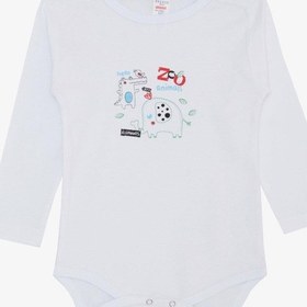 Resim Breeze Erkek Bebek Çıtçıtlı Zıbın Body Hayvanat Bahçesi Dost Hayvanlar Baskılı 9 Ay-3 Yaş, Beyaz Beyaz 