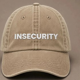 Resim "ınsecurıty" Ironik Nakışlı Vintage Yıkamalı Beyzbol Şapkası 