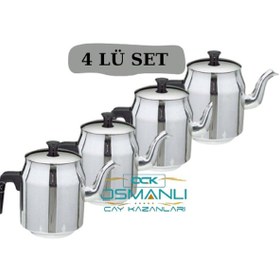 Resim Osmanlı 4 Adet Çelik Demlik Kahveci Demliği İnox 