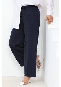 Resim Meva Kemerli Bol Paça Pantolon 648 - Lacivert 