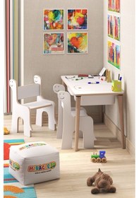 Resim Miracle 3d Çocuk Çalışma Masası Aktivite Masası Beyaz 