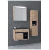 Resim NAPOLİ 65 CM SİYAH LAVABOLU BANYO DOLABI- DORADO/ANTRASİT (BOY DOLAP DAHİL ) 