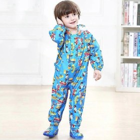 Resim Siyam Çocuk Yağmurluğu Desenli İnce Kesitli Kapüşonlu Yağmurluk, Beden: S 