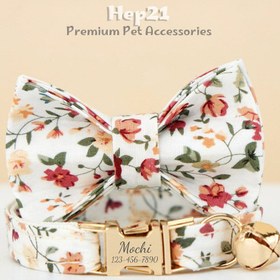 Resim Cat Collar Velvet Cat Collar with Bell 015263 - Fuchsia Bow Tie / L 