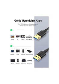 Resim Ugreen Usb-a To Usb-a 3.0 5gbps Veri Kablosu, 2 Metre, 10371 