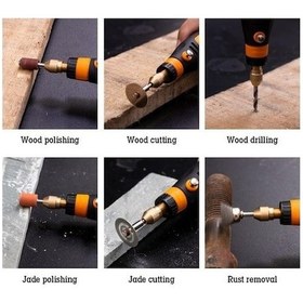 Resim Diğer 46 Parça Şarjlı Mini Matkap Zımpara Kesme Delme Alet Seti, Küçük Ve Güçlü 