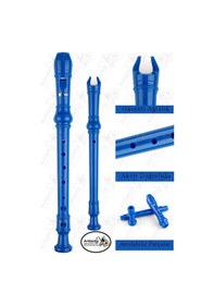 Resim Flüt Blok 1 Adet Helvacıoğlu Renkli Blok Flüt Abs Plastik 3 Parça Kaliteli Net Ve Yüksek Ses Kalitesi Fülüt Mavi 