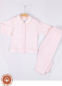 Resim Miniel Kız Bebek Puantiye Desenli Uzun Kollu Patikisiz Organik Pamuklu 0-6-12 Ay Bebek Pijama Takımı 