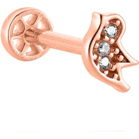 Resim Dianora Piercing Taşlı Kuş Rose Altın Tragus Piercing 