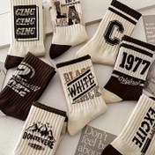Resim 2/5 Çift Erkek Genç Çorapları Uzun Tüp Sonbahar ve Kış için Trendy Amerikan Retro Öğrenci Basketbol Çorapları Orta-Baldır Çorapları 