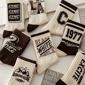 Resim 2/5 Çift Erkek Genç Çorapları Uzun Tüp Sonbahar ve Kış için Trendy Amerikan Retro Öğrenci Basketbol Çorapları Orta-Baldır Çorapları 