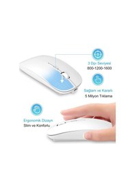 Resim Hymark M22 Sessiz Tıklama Şarjlı Çift Modlu Bluetooth Kablosuz 2.4 Ghz Mouse 