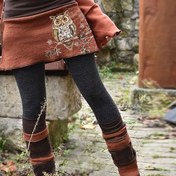Resim Kadınlar İçin Retro Renk Bloklu Elastik Bel Detaylı Baykuş Baskılı Jumpsuit - Yüksek Esneklikli Makinede Yıkanabilir Uzun Pantolon, İlkbahar/Sonbahar Günlük Giyim, Rahat Moda, İki Parçalı Stil, Dayanıklı Kumaş 