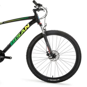 Resim Bisan MTX 7200 Mat Siyah/Yeşil 43cm kadro 26" jant 24 Vites Dağ Bisikleti 