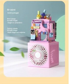 Resim Masaüstü Blok Fan Küçük Masa Vantilatörü, Usb Şarj Edilebilir Pil, 3 Hız Güçlü - Zb106 