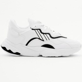 Resim Rahat Kalıp Yüksek Taban Şeritli Bağcıklı Unisex Beyaz Siyah Spor Ayakkabı Tb248-0 Beyaz Siyah 