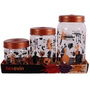 Resim Herevin 139357-810 Desenli Kavanoz Seti 3'lü (425-660-1000 ML) 
