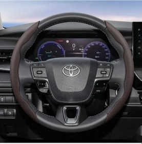Resim Xuweiwei Toyota Direksiyon Kılıfı 2 Parça Mocha Brown Kaymaz Nefes Alabilir Deri Korumalı Moka Kahvesi 