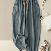 Resim Kadınlar için Japon Esintili Viskon Rayon Geniş Paça Pantolon - Elastik Bel ve İpli, Düz Bacak Tasarımı ile Bahar Yaz Sonbahar İçin Gevşek Kesim Drape Pantolonlar, Makinede Yıkanabilir Günlük Ofis Giyimi, Dayanıklı Yapı 