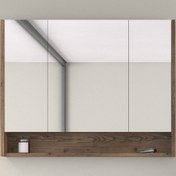 Resim Bonitobagno Alberi Navaro Aynalı 100 cm Banyo Dolabı Üst Modül Ceviz 