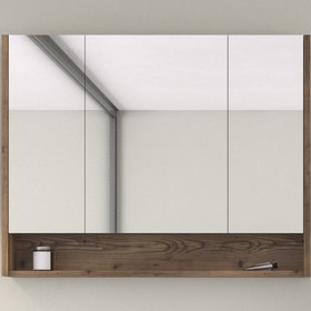 Resim Bonitobagno Alberi Navaro Aynalı 100 cm Banyo Dolabı Üst Modül Ceviz 