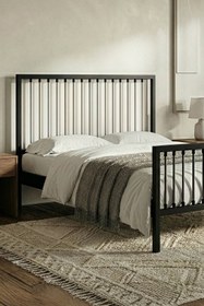 Resim Unimet Breeze Tek Kişilik Ferforje Metal Karyola (SİYAH-GRİ) (AHŞAP LATALI) 