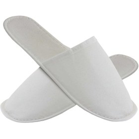 Resim PRİVATE 50 Çift Lüks Elyaf Alt Sünger Takviyeli Beyaz Otel Terliği Tek Kullanımlık Kullan At 