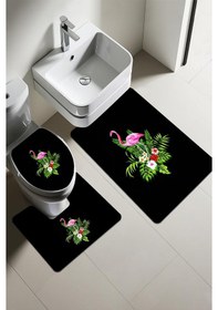 Resim Modern Desenli Dijital Baskı 3 Lü Banyo Paspas Takımı Yıkanabilir Kaymaz Tabanlı Klozet Takımı Klz0009 Renkli 