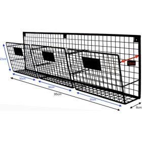Resim Wess Dizayn Metal Duvar Rafı Dergilik, Kitaplık 3 Gözlü Yatay Evrak Rafı WD233-Y3 