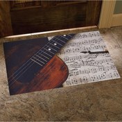 Resim Gitar ve Notalar Desenli Kauçuk Kapı Önü Paspası 