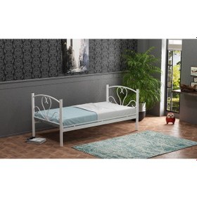 Resim Beyaz Tek Kişilik Ekonomik Karyola 90x190 (Yataksız) 