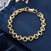 Resim 1 adet 18K Altın Kaplama Bakır O-Ring Bileklik - Hip Hop Tarzı, Unisex Moda Aksesuarı Günlük Giyim ve Partiler için, Tüm Mevsimler için Çok Yönlü Tasarım, Parti Aksesuarı, Şehir Modası, Dayanıklı Takı. Kpop Tarzı Takı. 