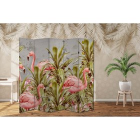 Resim dbsanat Filamingolar Temalı Özel Tasarım Paravan Room Divider 180 x 200 cm 