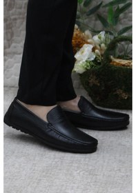 Resim Mehmet Mete 31101 Siyah Deri Hakiki Deri Loafer Erkek Babet Erkek Ayakkabı Siyah 