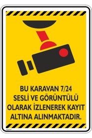 Resim isgtabelam 15x20cm/3adet/fosforlu Etiket/Bu Karavan Güvenlik Kamera Uyarısı/v1-2 