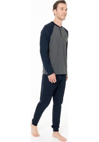 Resim U.S. Polo Assn. U.s Polo Assn. 18960b Erkek Büyük Beden Uzun Kollu Yakası Üç Düğmeli Paçası Bantlı Pijama Takımı-antrasitmelanj Antrasit Melanj 