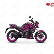 Resim Run Grafik Shop Bajaj Dominar 400 ve 250 Pembe Çizgi Desenli Tam Kaplama Grafik Kiti, Motosiklet Sticker Seti 