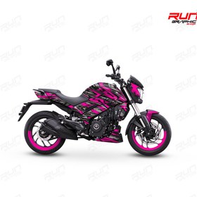 Resim Run Grafik Shop Bajaj Dominar 400 ve 250 Pembe Çizgi Desenli Tam Kaplama Grafik Kiti, Motosiklet Sticker Seti 