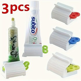 Resim Diş macunu, yüz temizleyici ve kozmetikler için 3 adet plastik tüp sıkacağı seti - Kırmızı, mavi ve yeşil saplı dayanıklı ve şarj edilmemiş banyo dağıtıcı araçları, ürünlerin verimli işlenmesiyle | Renkli Diş Macunu Sıkacağı | Plastik Yapı, Tüp Sıkacağı 