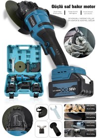 Resim PRO CRAFT Şarjlı Akülü Taşlama 2 Adet Akü Bedava Mavi 125 Mm 