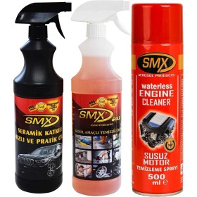Resim Smx Susuz Motor Temizleme ve Koruma Spreyi / Seramik Cila / Hızlı Cila / Pratik Cila / Nano Genel Amaçlı Temizleyici / Araç Bakım Seti-6 