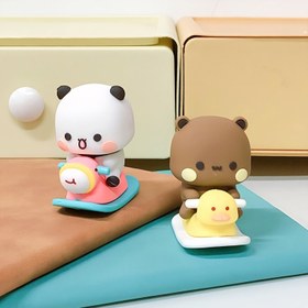 Resim 1 adet Sevimli Panda ve Bubu Figürü, Karikatür Temalı Plastik Masaüstü Dekoru, Aile ve Arkadaşlar İçin İdeal Yeni Yıl Hediyesi, Elektrik Gerektirmez 