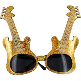 Resim MCM Group Altın Renk Rockn Roll Gitar Şekilli Parti Gözlüğü 15X15 cm 