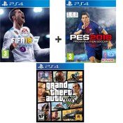 Resim Sony PS4 Fifa 18 + Pes 18 + Gta5 OYUN 