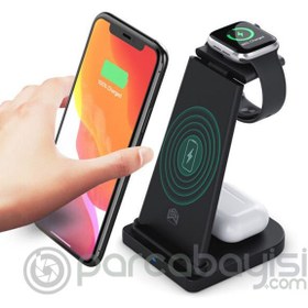 Resim ALLY 15W 3in1 Şarj Standı Wireless Kablosuz Şarj iPhone+iWatch+AirPods YM-UD21 