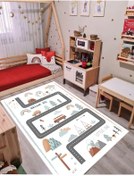Resim Trafik Çocuk Oyun Halısı Kaymaz Makinede Yıkanabilir Oyun Matı 3 